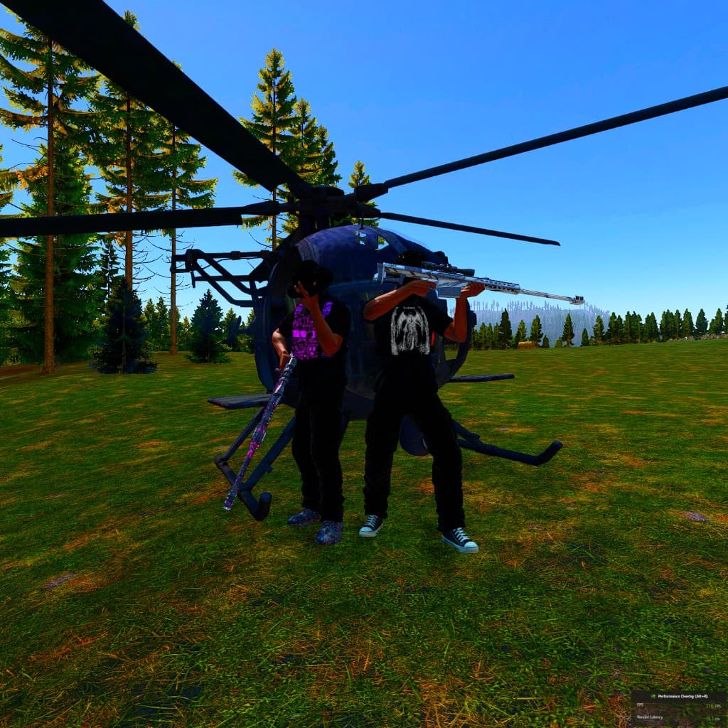 Squad with a helicopter after a raid